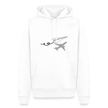 Papierflugzeug mit Flugzeugschatten - Männer Premium Bio Hoodie - Weiß - Vorne - Nico (187cm)