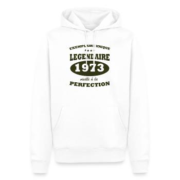 Vintage exemplaire unique 1973 Edition limitée - Sweat à capuche Premium bio Homme - blanc - Devant - Nico (187cm)
