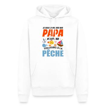 Papa Pêche Pêcheur Bébé Nourrisson Naissance - Sweat à capuche Premium bio Homme - blanc - Devant - Nico (187cm)