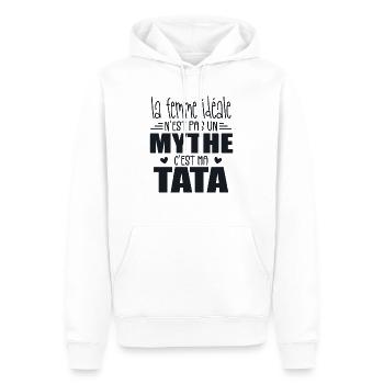 La Femme Idéale N'est Pas Un Mythe C'est Ma Tata - Sweat à capuche Premium bio Homme - blanc - Devant - Nico (187cm)