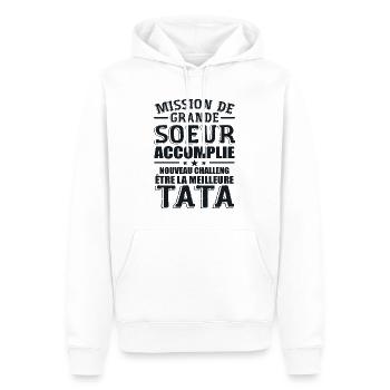 Mission De Grande Soeur Accomplie Nouveau Challeng - Sweat à capuche Premium bio Homme - blanc - Devant - Nico (187cm)