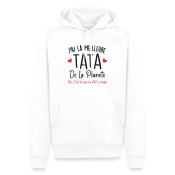J'ai la meilleure tata de la planète - Sweat à capuche Premium bio Homme - blanc - Devant - Nico (187cm)