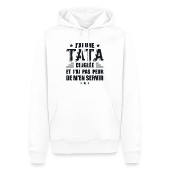 J'ai Une Tata Cinglée - Sweat à capuche Premium bio Homme - blanc - Devant - Nico (187cm)