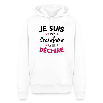 Je Suis Une Secrétaire Qui Déchire - Sweat à capuche Premium bio Homme - blanc - Devant - Nico (187cm)