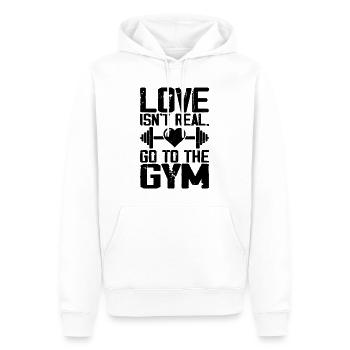 Liebe Isn't Real Geh Zum Fitnessstudio Lustiges Workout - Männer Premium Bio Hoodie - Weiß - Vorne - Nico (187cm)