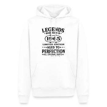Légende Depuis 1965 Vintage Vintage Anniversaire - Sweat à capuche Premium bio Homme - blanc - Devant - Nico (187cm)