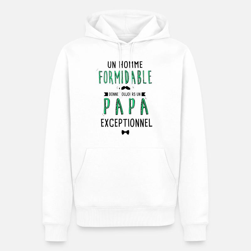 un homme formidable, papa exceptionnel - Sweat à capuche Premium bio Homme - blanc