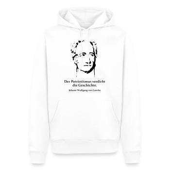 Goethe: Der Patriotismus verdirbt die Geschichte. - Männer Premium Bio Hoodie - Weiß - Vorne - Nico (187cm)