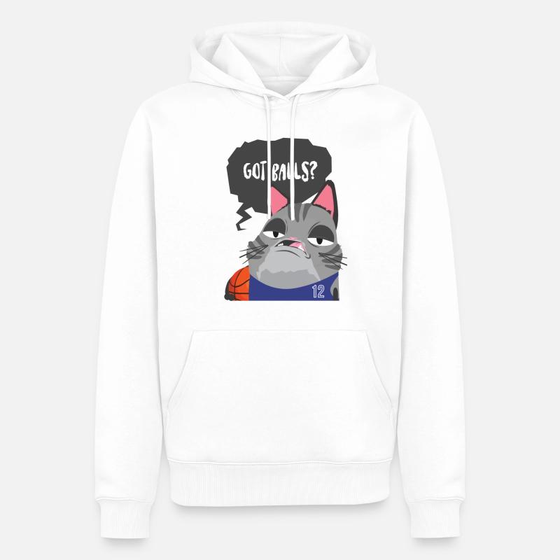 Basket-ball Chat Citations enfants Comic-cadeaux - Sweat à capuche Premium bio Homme - blanc