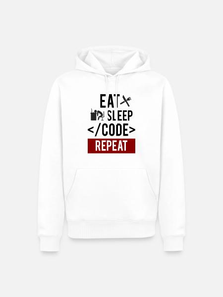 Eat Sleep Code Repeat T-Shirt - Männer Premium Bio Hoodie - Weiß
