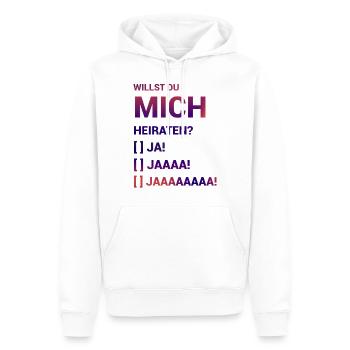 Willst Du mich heiraten Heiratsantrag - Männer Premium Bio Hoodie - Weiß - Vorne - Nico (187cm)
