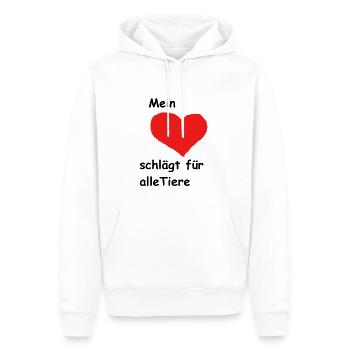 Mon coeur bat noir pour tous les animaux - Sweat à capuche Premium bio Homme - blanc - Devant - Nico (187cm)