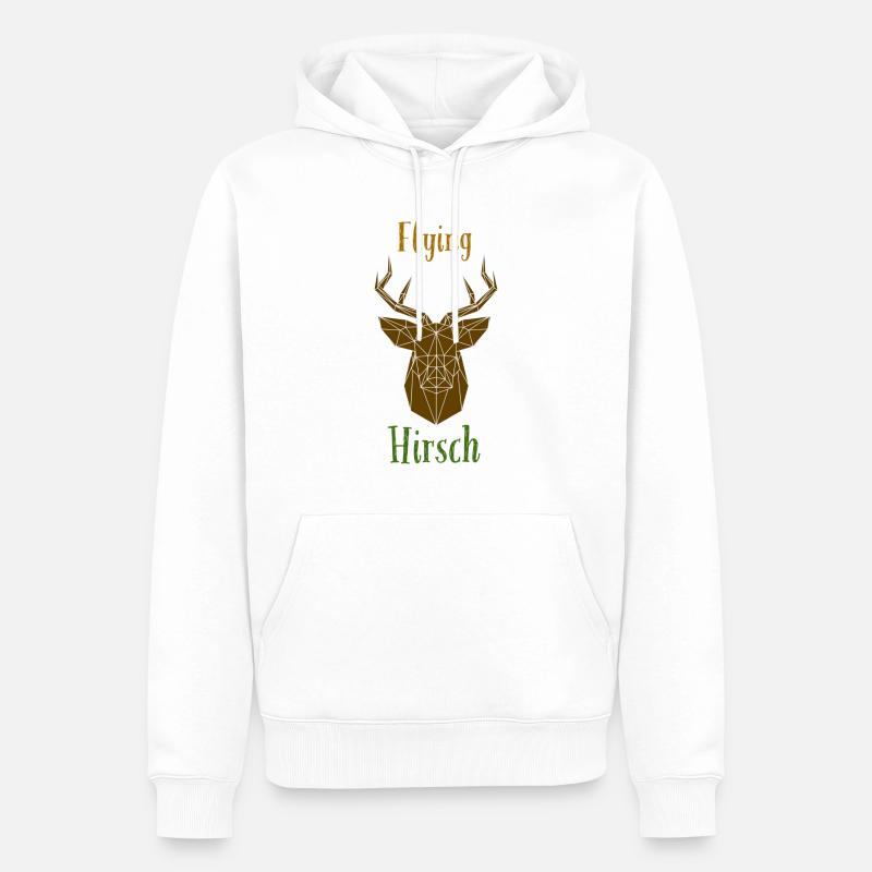Flying Hirsch - Männer Premium Bio Hoodie - Weiß