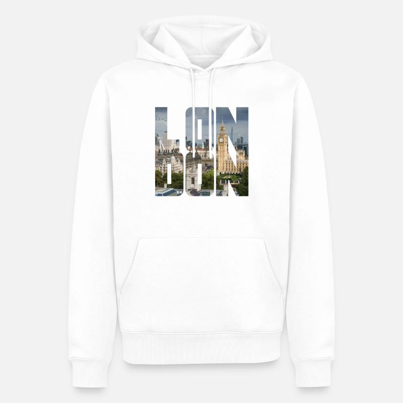 Londres Angleterre Royaume-Uni GB - Sweat à capuche Premium bio Homme - blanc