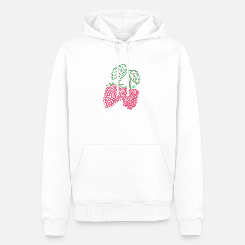 Himbeere - Himbeeren - Männer Premium Bio Hoodie - Weiß