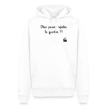 Vous pouvez répéter la question ?! Les Inconnus - Sweat à capuche Premium bio Homme - blanc - Devant - Nico (187cm)
