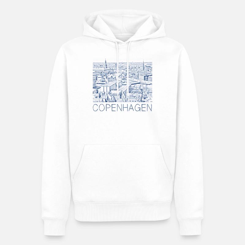 Dessin à la plume Copenhague - Sweat à capuche Premium bio Homme - blanc