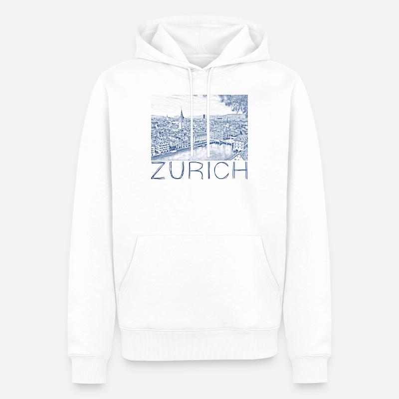 Dessin à la plume Zurich - Sweat à capuche Premium bio Homme - blanc