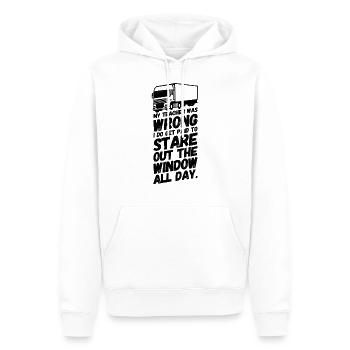 Chauffeur de camion Truck Lorry School II - Sweat à capuche Premium bio Homme - blanc - Devant - Nico (187cm)