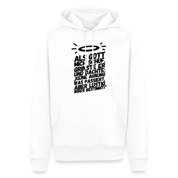 Lustige Sprüche Gott Mich Schuf II - Männer Premium Bio Hoodie - Weiß - Vorne - Nico (187cm)