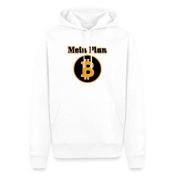MEIN PLAN B - BITCOIN - BLOCKCHAIN - KRYPTO - Männer Premium Bio Hoodie - Weiß - Vorne - Nico (187cm)