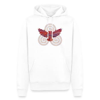 hibou e 110 avec triskele - Sweat à capuche Premium bio Homme - blanc - Devant - Nico (187cm)