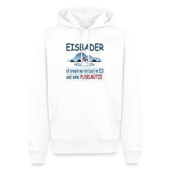 Eisbaden ich brauch nur ein Loch im Eis - Männer Premium Bio Hoodie - Weiß - Vorne - Nico (187cm)