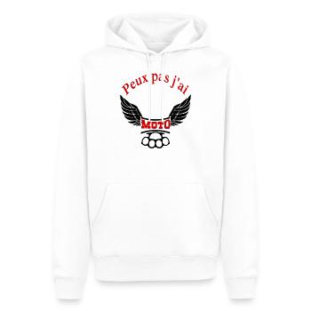 humour moto - Sweat à capuche Premium bio Homme - blanc - Devant - Nico (187cm)
