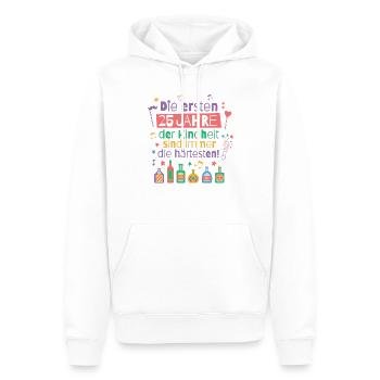 Die ersten 25 Jahre Kindheit Geburtstag Spruch - Männer Premium Bio Hoodie - Weiß - Vorne - Nico (187cm)