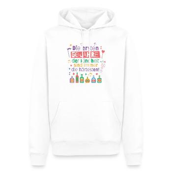 Die ersten 50 Jahre Kindheit Geburtstag Spruch - Männer Premium Bio Hoodie - Weiß - Vorne - Nico (187cm)