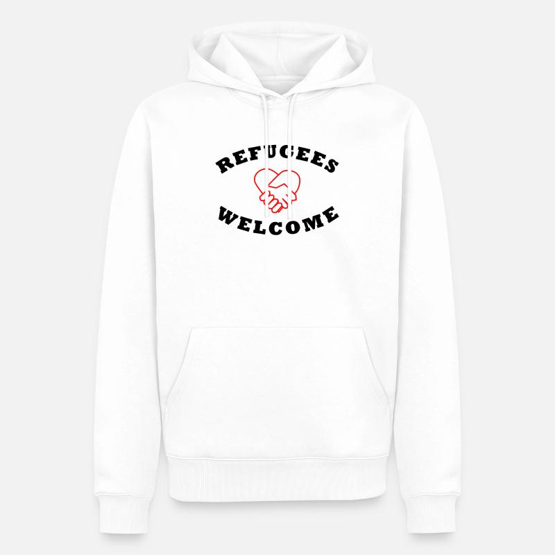 Refugees Welcome - Réfugiés Bienvenus - Sweat à capuche Premium bio Homme - blanc