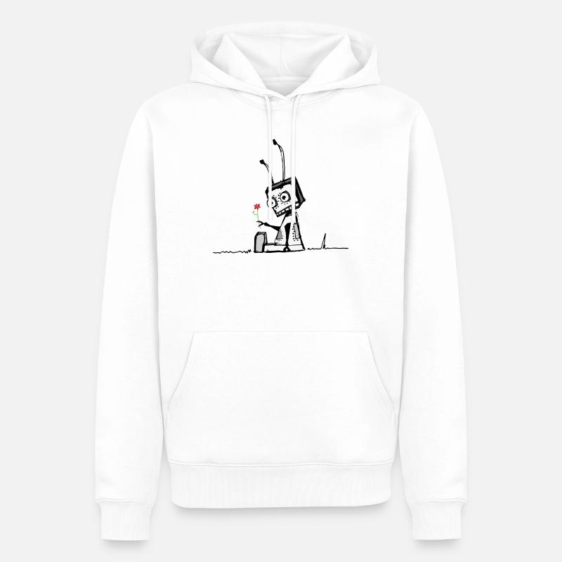 Roboter mit einer Blume - Männer Premium Bio Hoodie - Weiß
