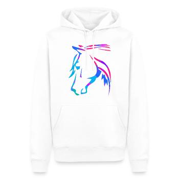 Pferd in Pink - Pferdekopf Zeichnung - Ross Reiten - Männer Premium Bio Hoodie - Weiß - Vorne - Nico (187cm)