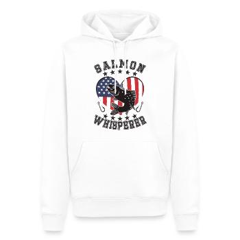 Chuchoteur de saumon - Sweat à capuche Premium bio Homme - blanc - Devant - Nico (187cm)