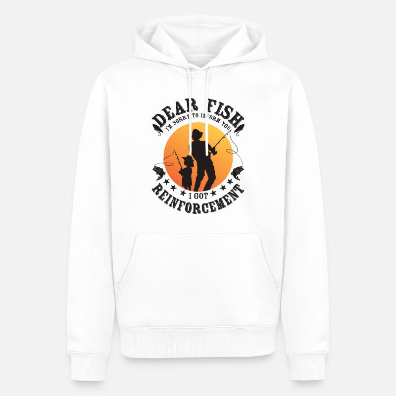 Pêche par renforcement - Sweat à capuche Premium bio Homme - blanc