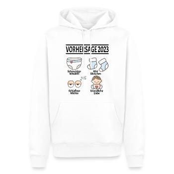 Werdende Eltern Vorhersage 2023 Schwanger für - Männer Premium Bio Hoodie - Weiß - Vorne - Nico (187cm)