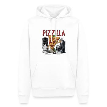 Pizilla Design für einen Hobby-Pizzabäcker - Männer Premium Bio Hoodie - Weiß - Vorne - Nico (187cm)