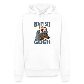 Van Gogh Art Mona Lisa - Sweat à capuche Premium bio Homme - blanc - Devant - Nico (187cm)