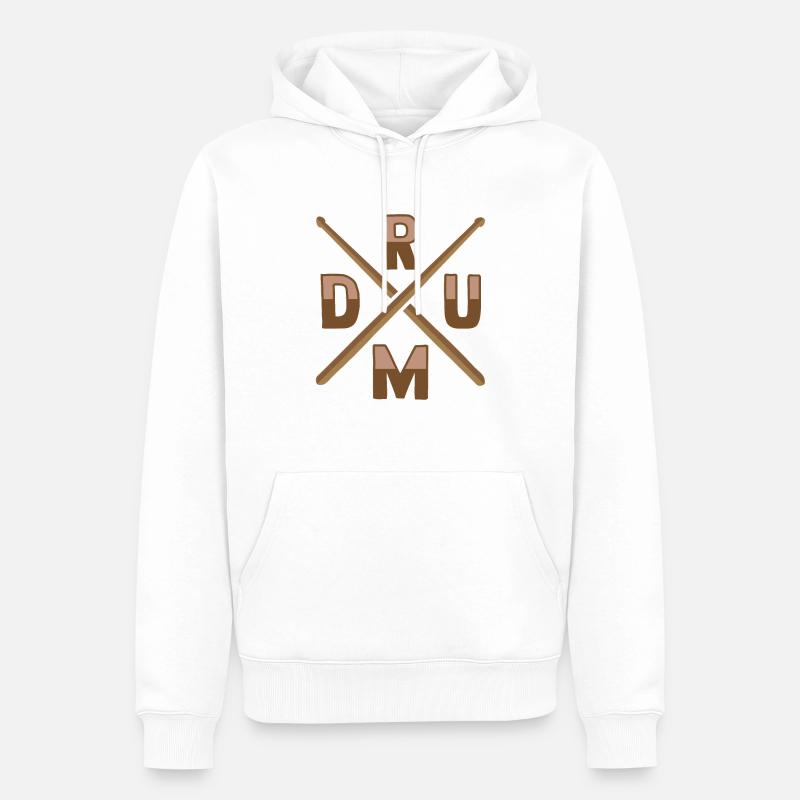 Drum Set Percussion Design - Männer Premium Bio Hoodie - Weiß