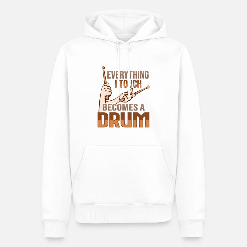 Drum Set Percussion Design - Männer Premium Bio Hoodie - Weiß
