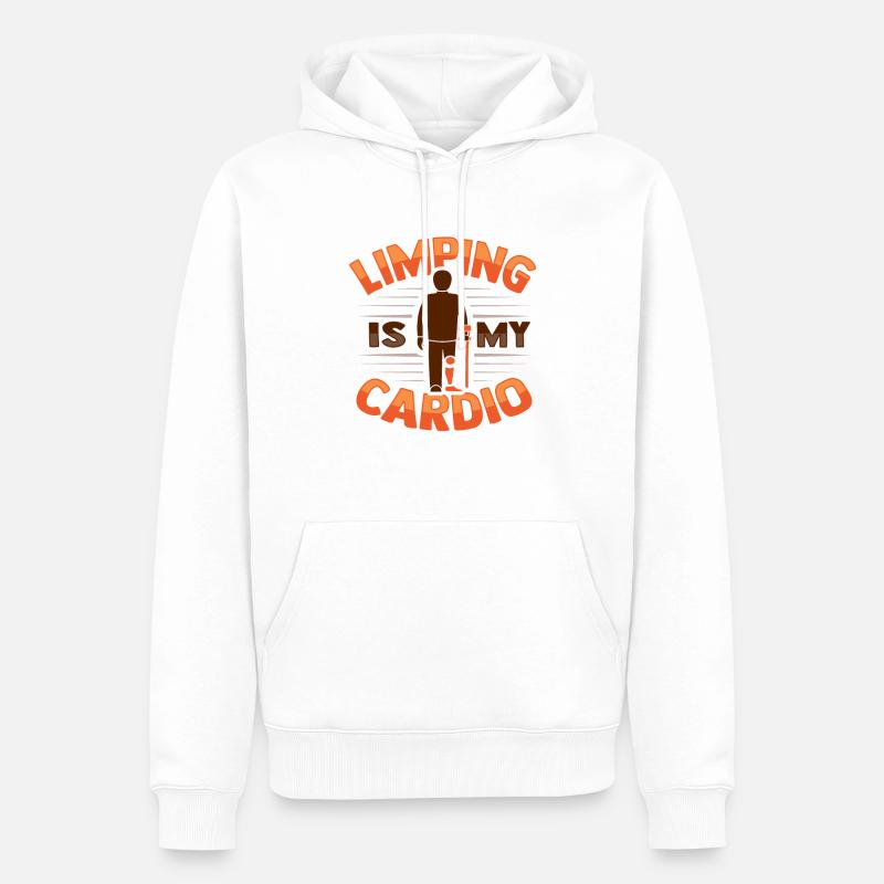 Prothèse de jambe amputée Amputation - Sweat à capuche Premium bio Homme - blanc