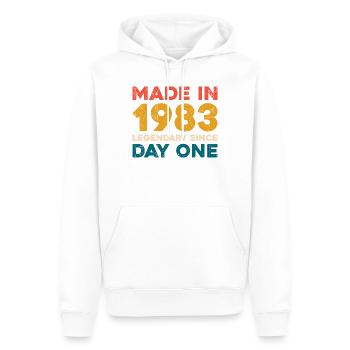 Jahrgang 1993 Legendär seit dem ersten Tag - Männer Premium Bio Hoodie - Weiß - Vorne - Nico (187cm)