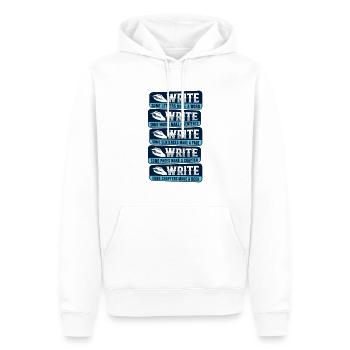 Romancier Auteur d’inspiration - Sweat à capuche Premium bio Homme - blanc - Devant - Nico (187cm)