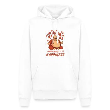 Conception de Bouddha de méditation riante pour le yoga du rire - Sweat à capuche Premium bio Homme - blanc - Devant - Nico (187cm)