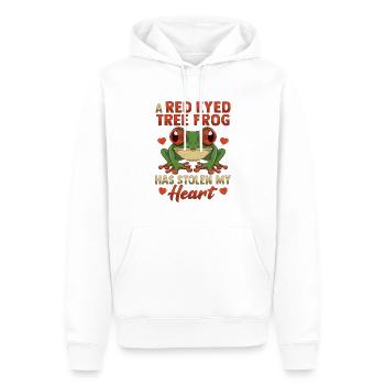 Conception d’amour de grenouille aux yeux rouges pour un fan de grenouille - Sweat à capuche Premium bio Homme - blanc - Devant - Nico (187cm)