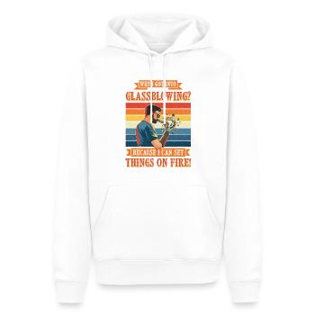 Conception en verre soufflé à la main pour souffleur de verre - Sweat à capuche Premium bio Homme - blanc - Devant - Nico (187cm)