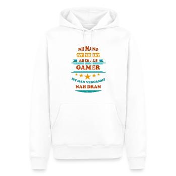 Niemand ist perfekt Gamer Retro - Männer Premium Bio Hoodie - Weiß - Vorne - Nico (187cm)