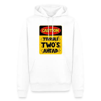 Attention: Deux terribles sur le chemin - Sweat à capuche Premium bio Homme - blanc - Devant - Nico (187cm)