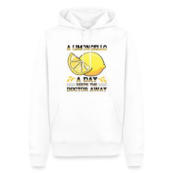 Amateur de limoncello italien - Sweat à capuche Premium bio Homme - blanc - Devant - Nico (187cm)