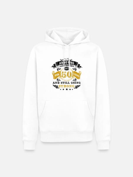 50th Wedding Anniversary Husband Wife Marriage - Men’s Premium Organic Hoodie - white